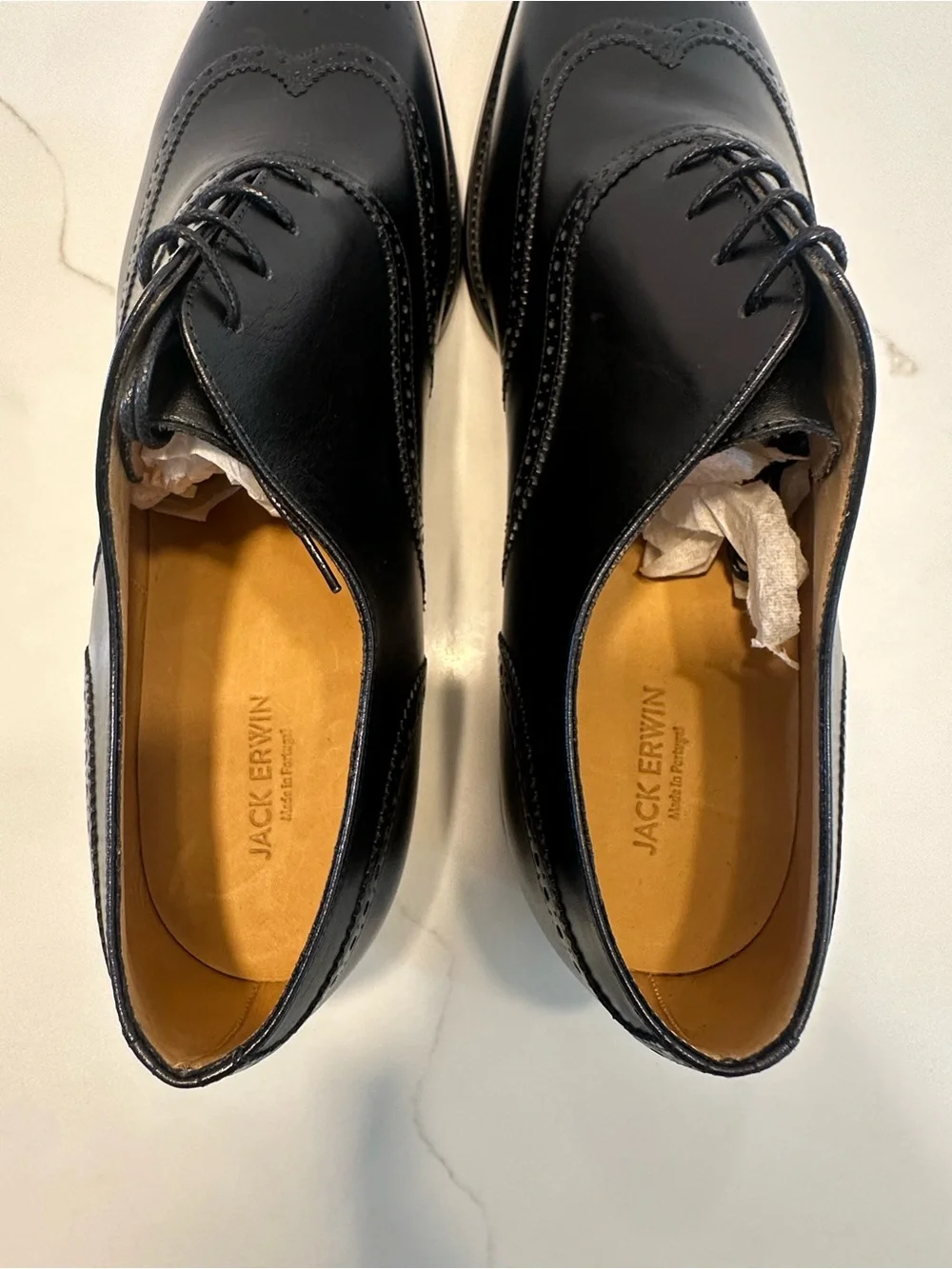 Men's Black Leather Brogue Derby Shoes